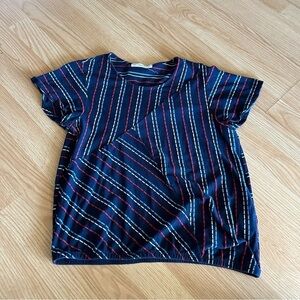 Acos&A Striped Blue Round Neck Top Small